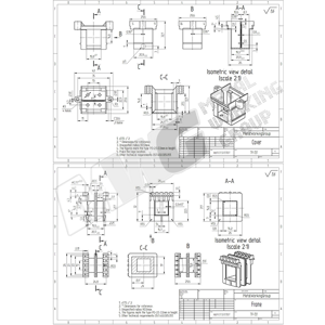 Разработка чертежей комплектующих трансформатора в ANSI стандарте для ООО "ТрансЛед"
