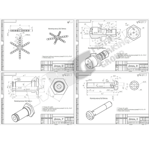 Реверс-инжиниринг комплекта чертежей запорного устройства по деталям заказчика
