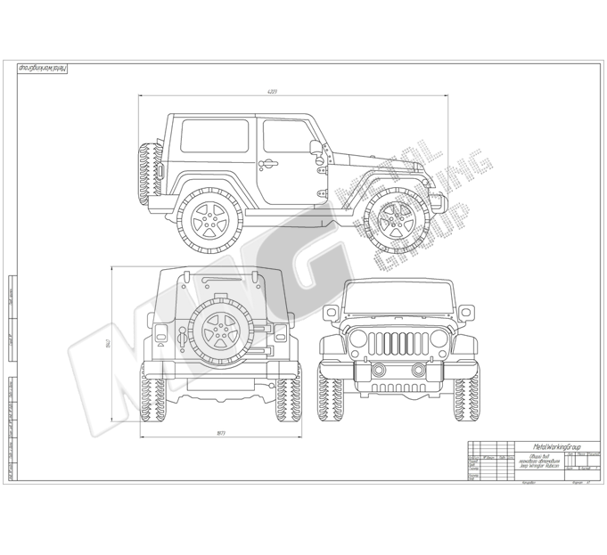 Чертеж автомобиля Jeep Wrangler Rubicon 